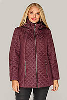 Женская куртка Лика на осень - весну с красивой стежкой большого размера 50-60 размера марсаловая, фото 1