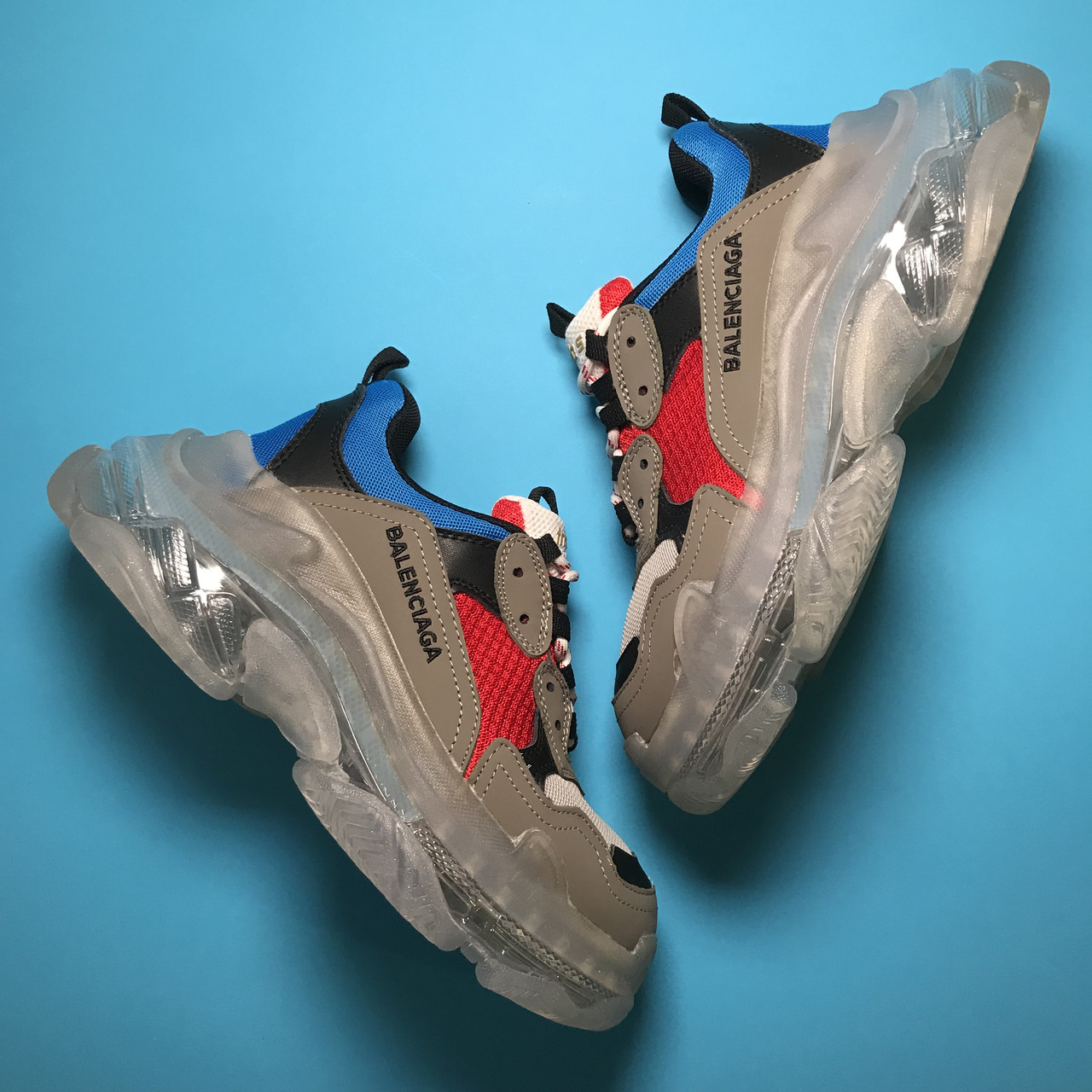 61c03b on feet images of balenciaga triple s trainer beige grey red