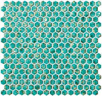 

Декор (30x28,5) 6DHT DWELL TURQUOISE HEXAGON GOLD