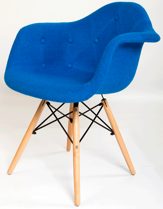 

Дизайнерское кресло Leon Soft Ш-5 синий кашемир, DAW armchair Charles Eames, стиль лофт