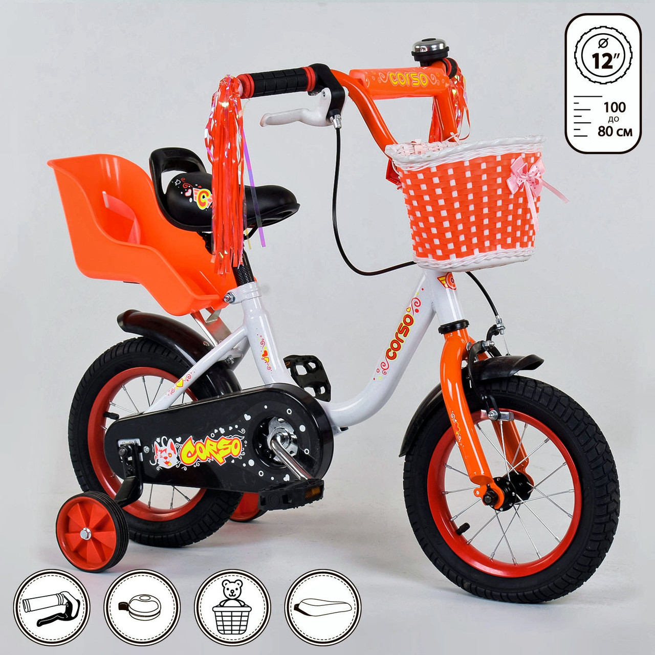 Велосипед детский Corso 12 дюймов CORSO G-12 2-х колёсный ВСЕ ЦВЕ