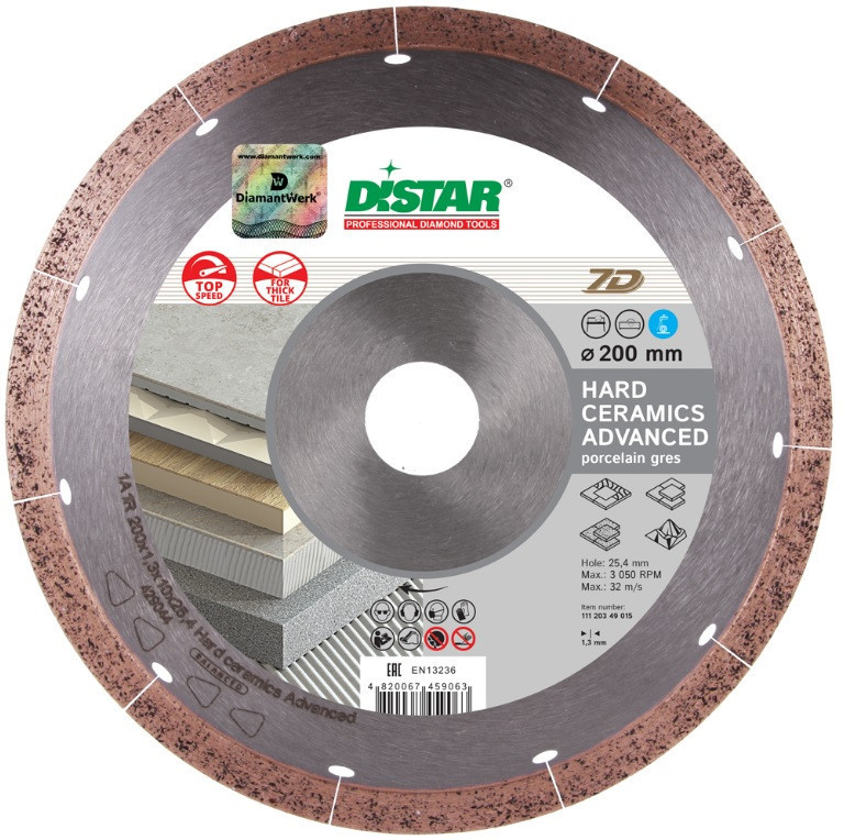 

Круг алмазный 300x1,8x10x25,4 1A1R Distar Hard ceramics Advanced