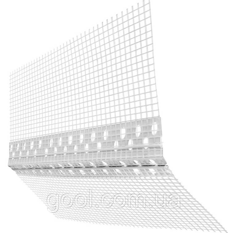 Универсальный уголок гибкий пластиковый пвх с сеткой фасадный в коробке 25 м.п. Вертекс (Чехия)