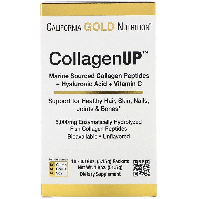 

Коллаген-пептид California GOLD Nutrition "CollagenUP" с гиалуронкой и витамином C (10 пакетиков по 5,15 г)