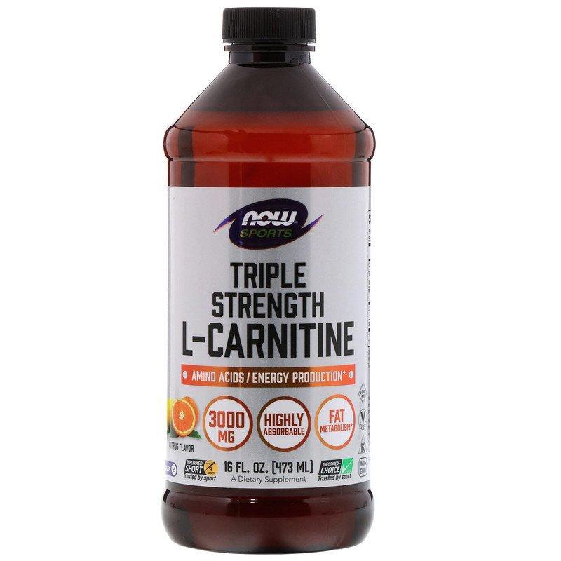 

L-карнитин в жидкой форме NOW Foods "Triple Strength L-Carnitine Liquid" цитрусовый вкус, 3000 мг (473 мл)