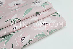 Ткань хлопок премиум класса "Розовые розы" на грязно-розовом фоне №12-02