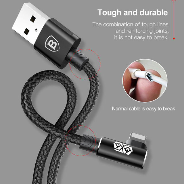 Baseus MVP Elbow Lightning кабель с угловым коннектором для iPhone/iPad/iPod 