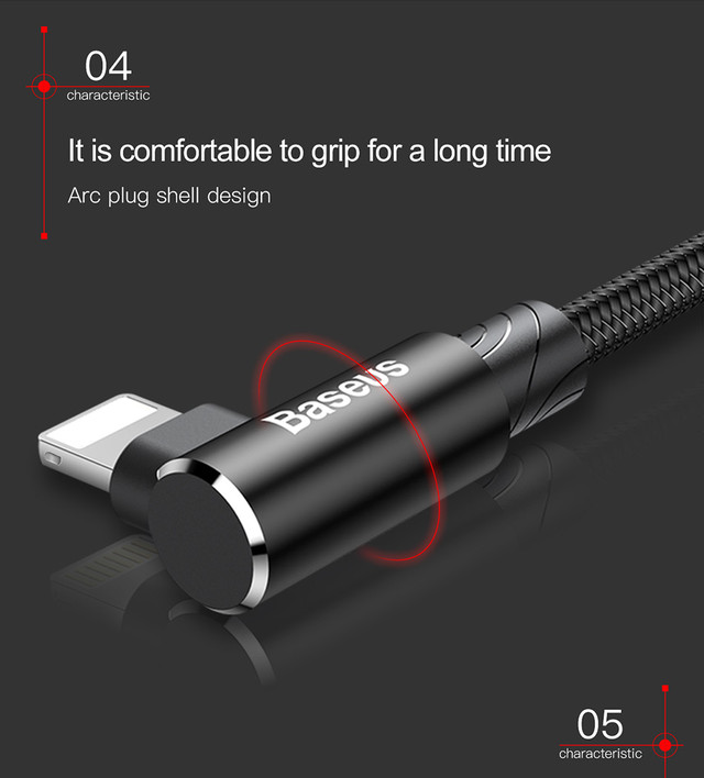 Baseus MVP Elbow Lightning кабель с угловым коннектором для iPhone/iPad/iPod