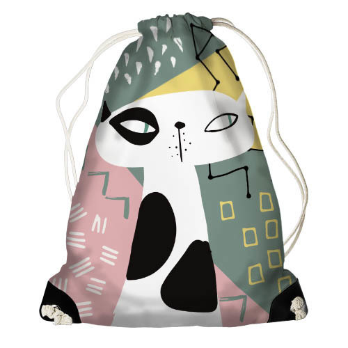 Рюкзак-мешок Черно-белый кот (RM_ILI005_BL)