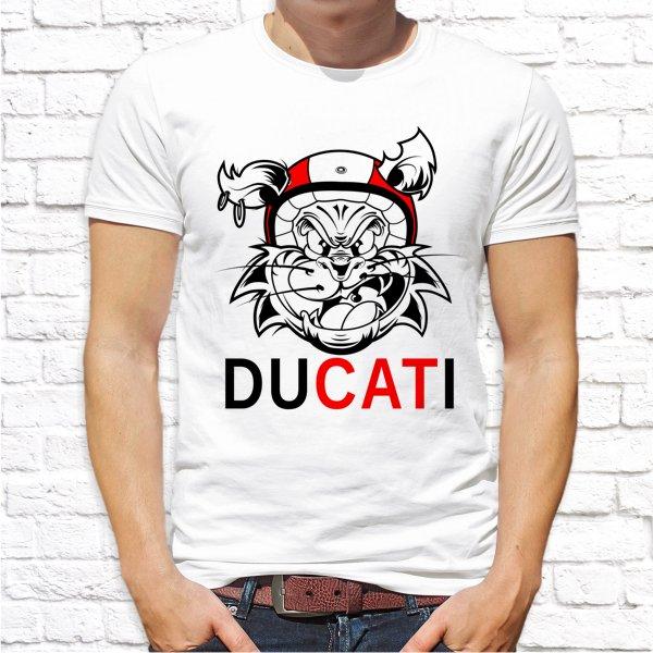 

Мужская футболка с принтом "DuCati" M, Белый Push IT