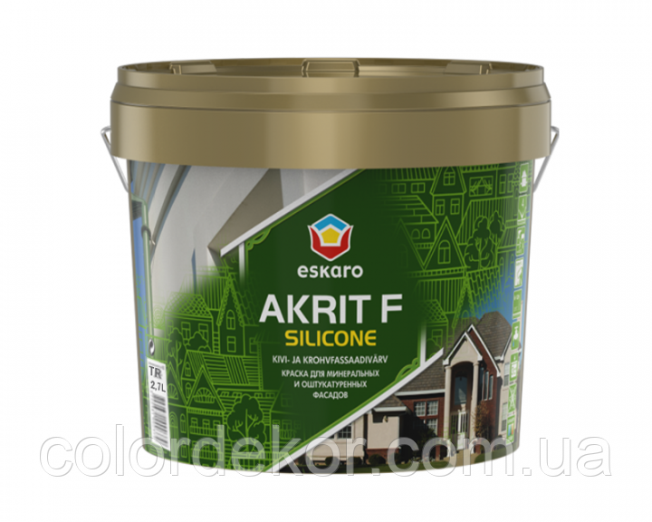 

Краска силиконизированная ESKARO AKRIT F SILICONE фасадная 2,7 л, Белая