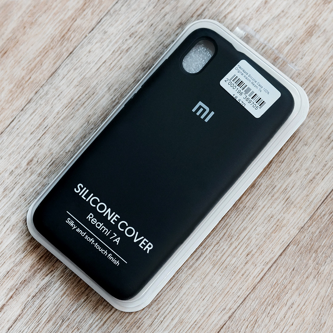 

Оригинальный чехол Silicone Cover жидкий силикон для Xiaomi Redmi 7A (черный, микрофибра внутри)