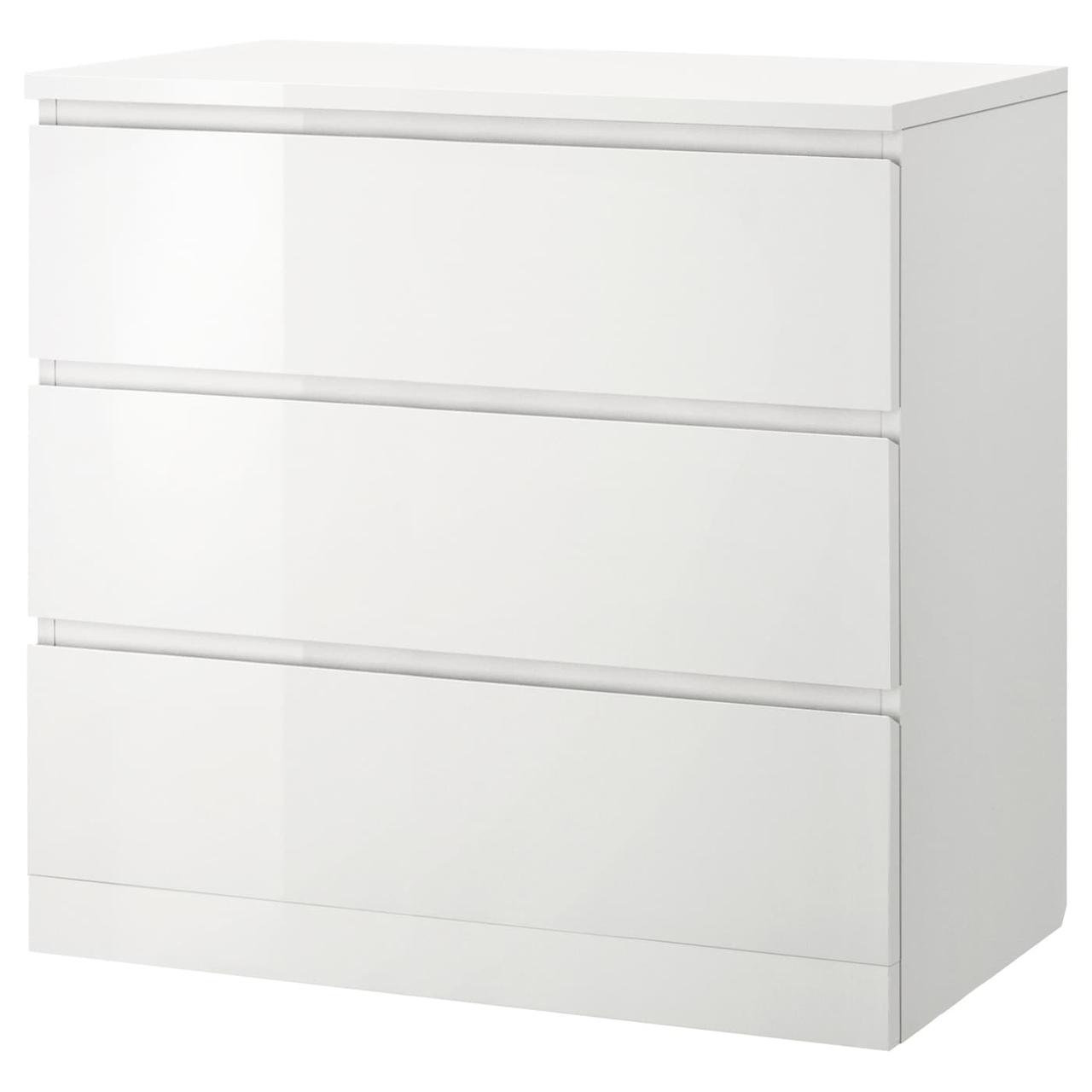 

Комод IKEA MALM 80x78 см с 3 ящиками белый глянец 704.240.53