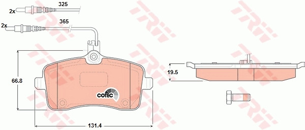 

Колодки тормозные передние PEUGEOT 407, 407 SW (TRW). GDB1594