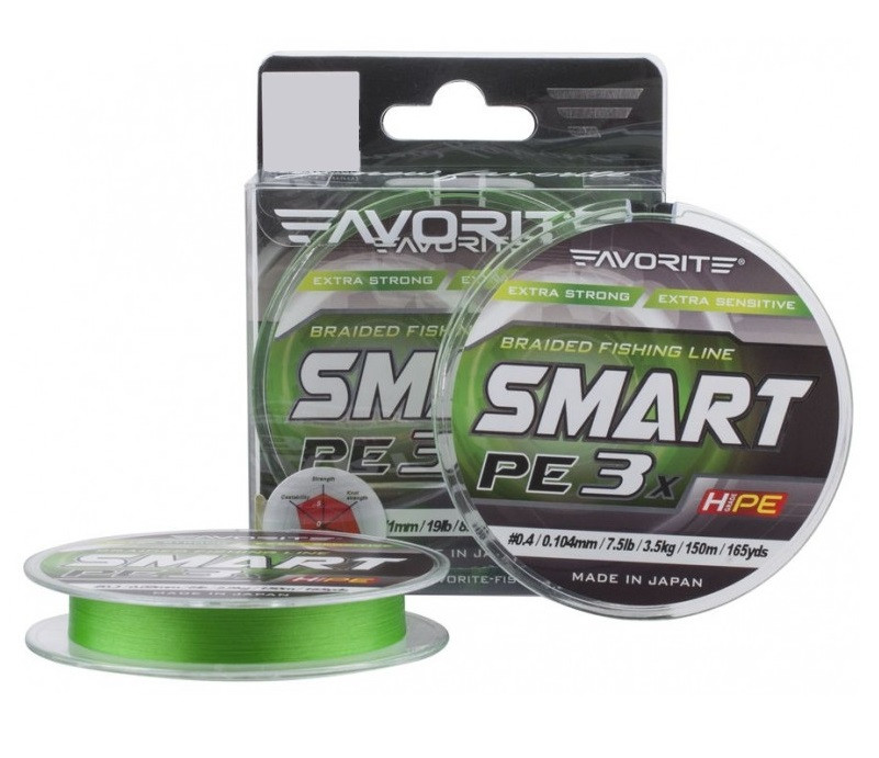 

Шнур Favorite Smart PE 3x 150м (l.green) #1.0/0.171mm 19lb/8.7kg