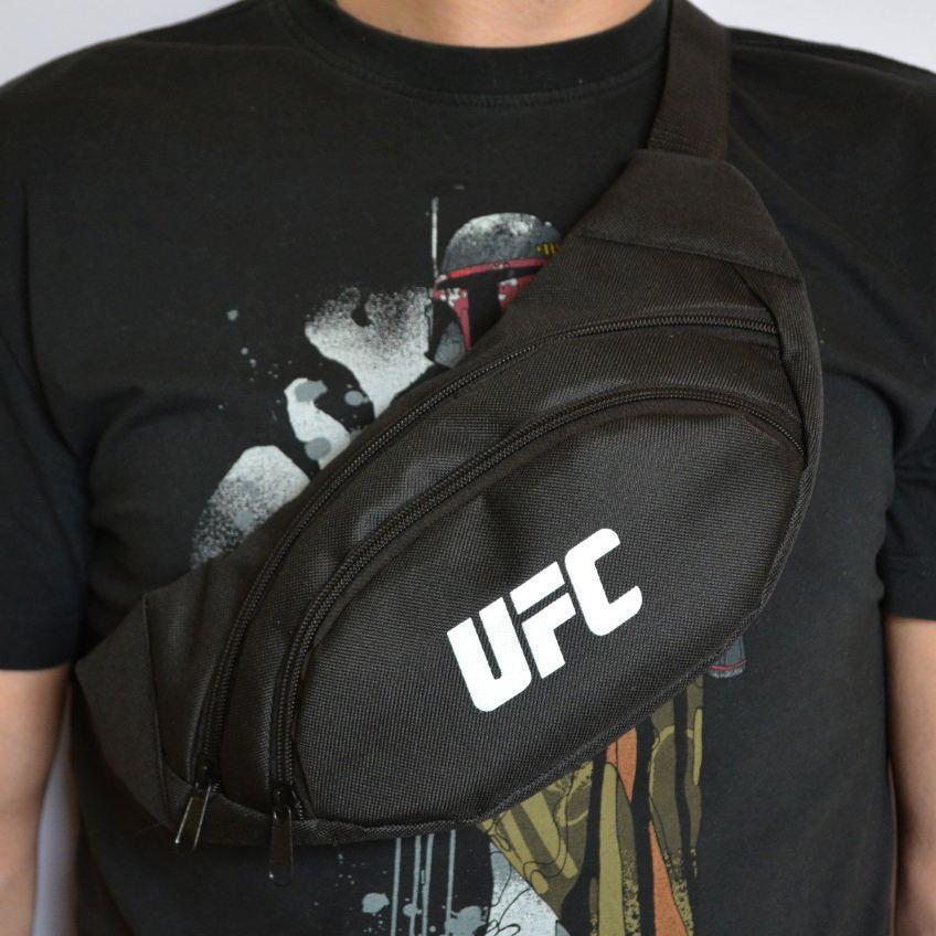 Поясная сумка, Бананка, барсетка юфс, UFC. Черная