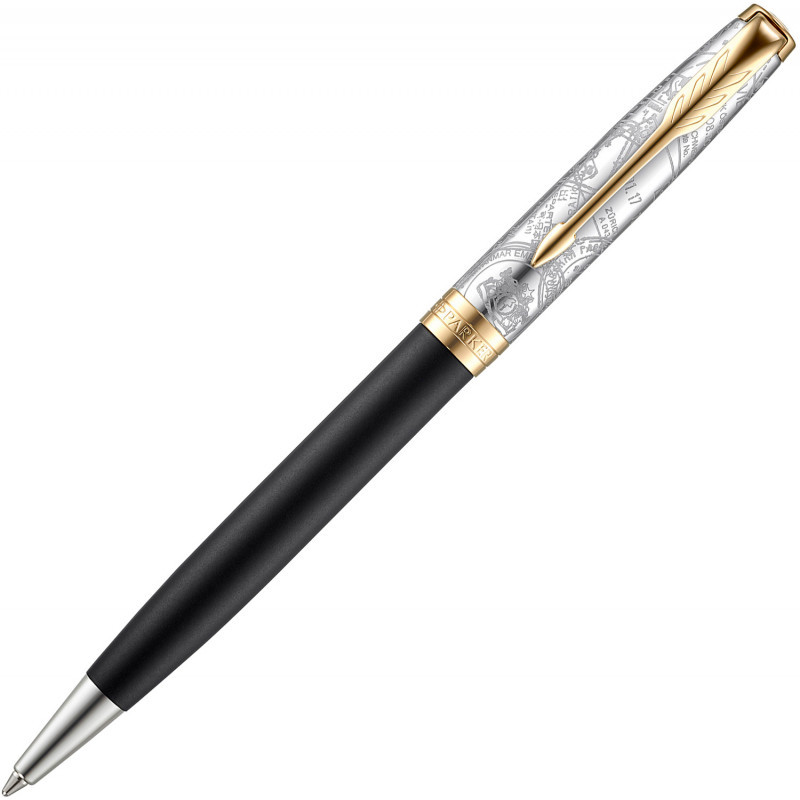 

Фирменная шариковая ручка Parker Sonnet 17 SE Impression Matte Black GT BP 87 732 черная с позолотой