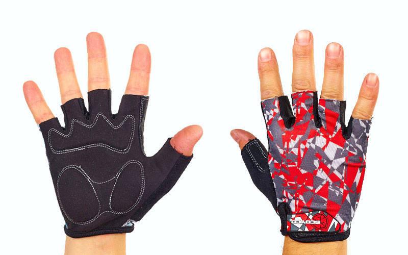 Перчатки спортивные SCOYCO ВG14-BKR (PL, PVC, лайкра, открытые пальцы,
