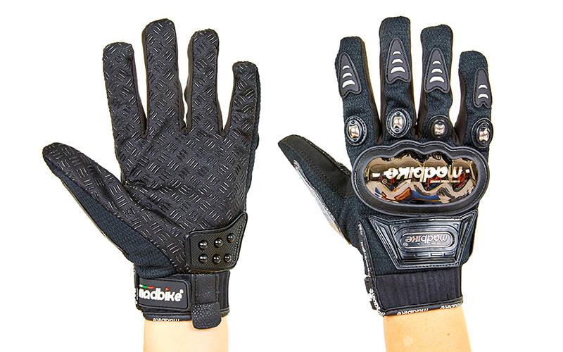 Мотоперчатки текстильные с закрытыми пальцами MADBIKE MAD-01S-BK (р-р 