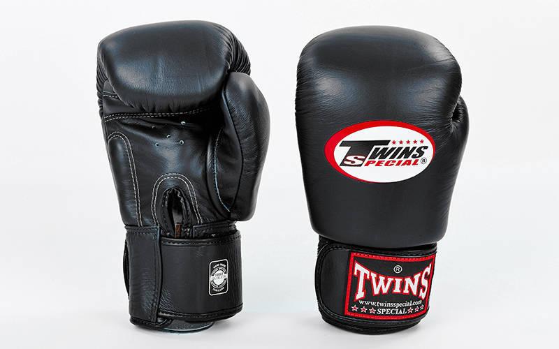 Перчатки боксерские кожаные на липучке TWINS BGVL-3-BK (р-р 10-20oz, ч .