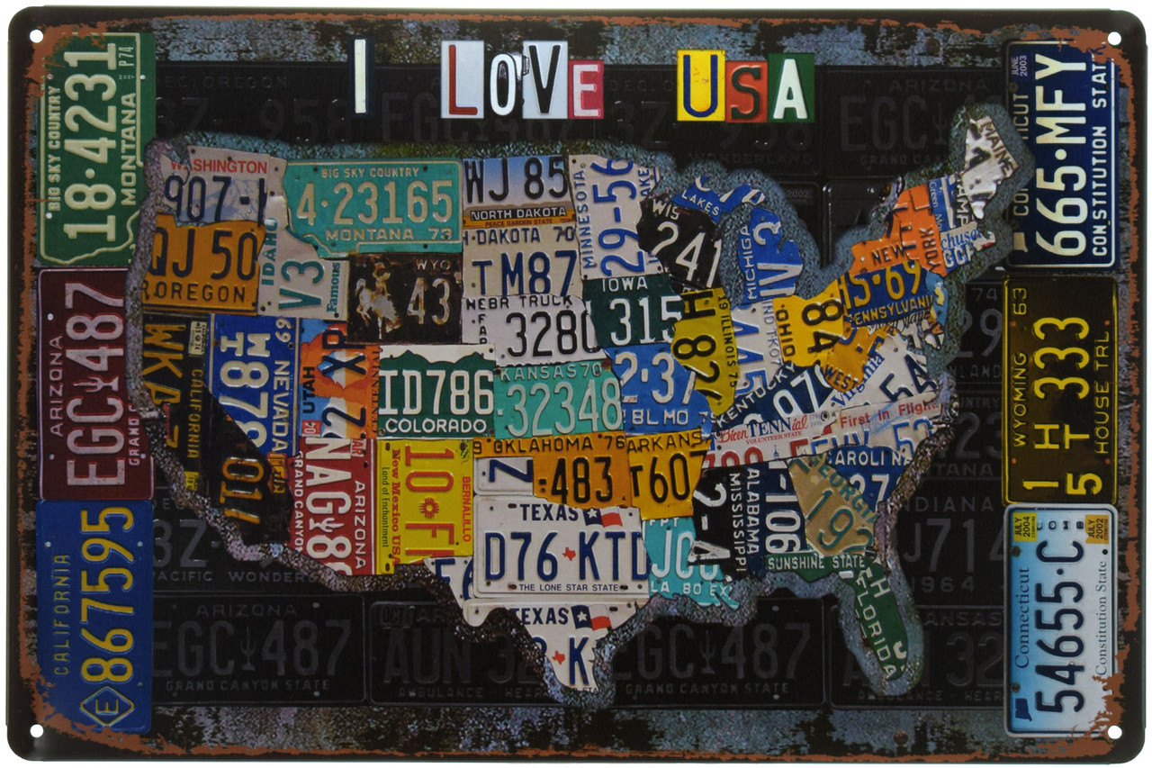 

Металлическая табличка "Я Люблю США (Номерные Знаки)" (ms-00625)