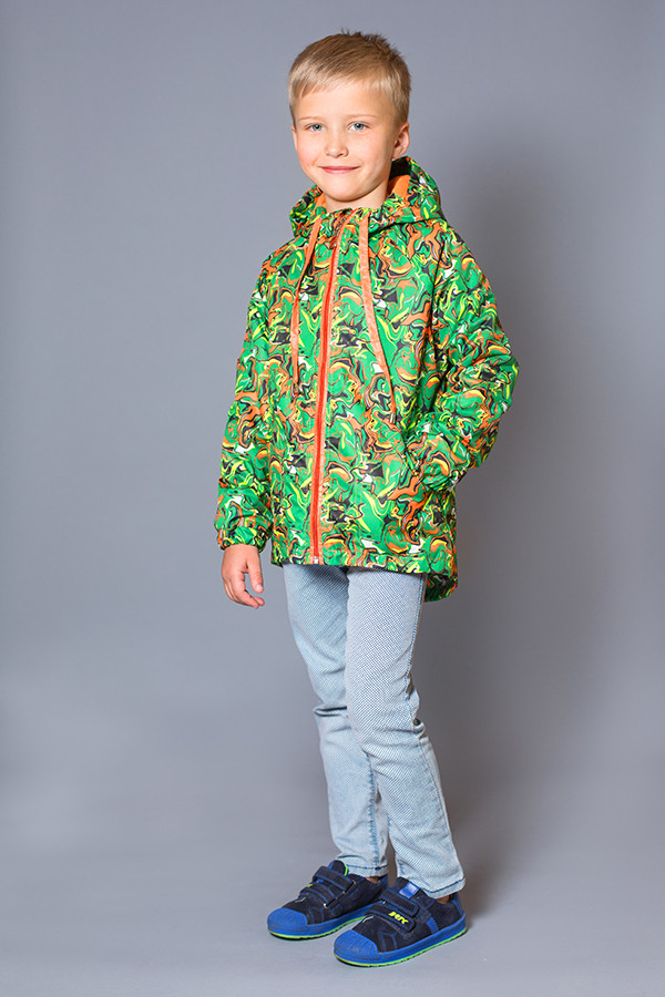 

Куртка-ветровка на флисе для мальчика 03-00693 Модный карапуз Зеленый с оранжевым 116
