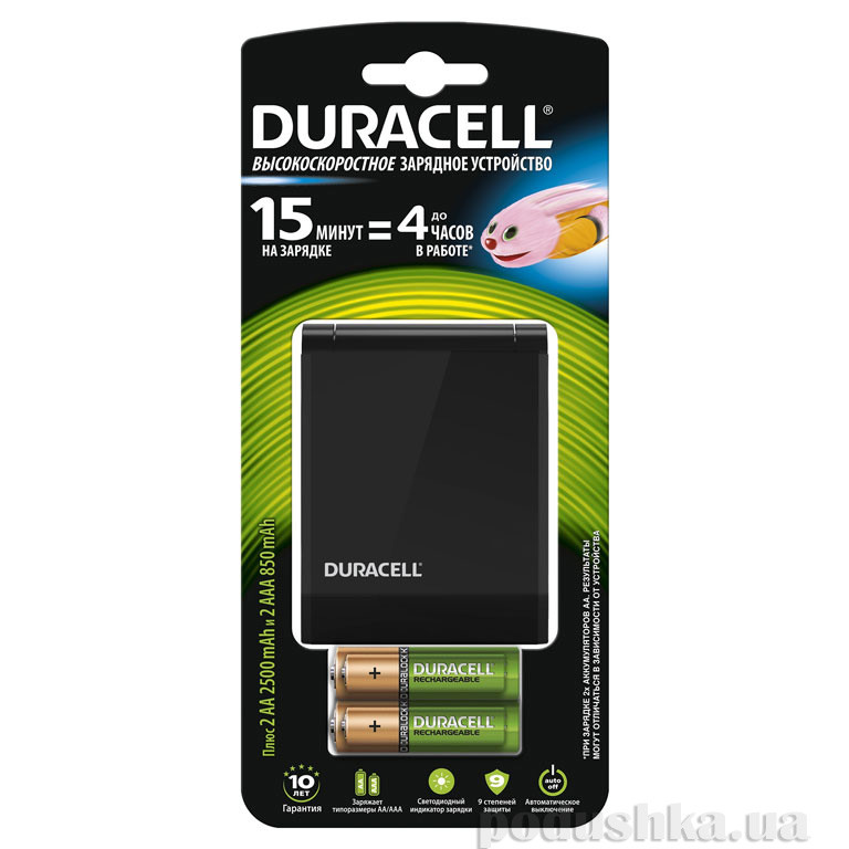 

Зарядное устройство Duracell для аккумуляторов CEF27 AA 25002 AAA 850 (1шт.)