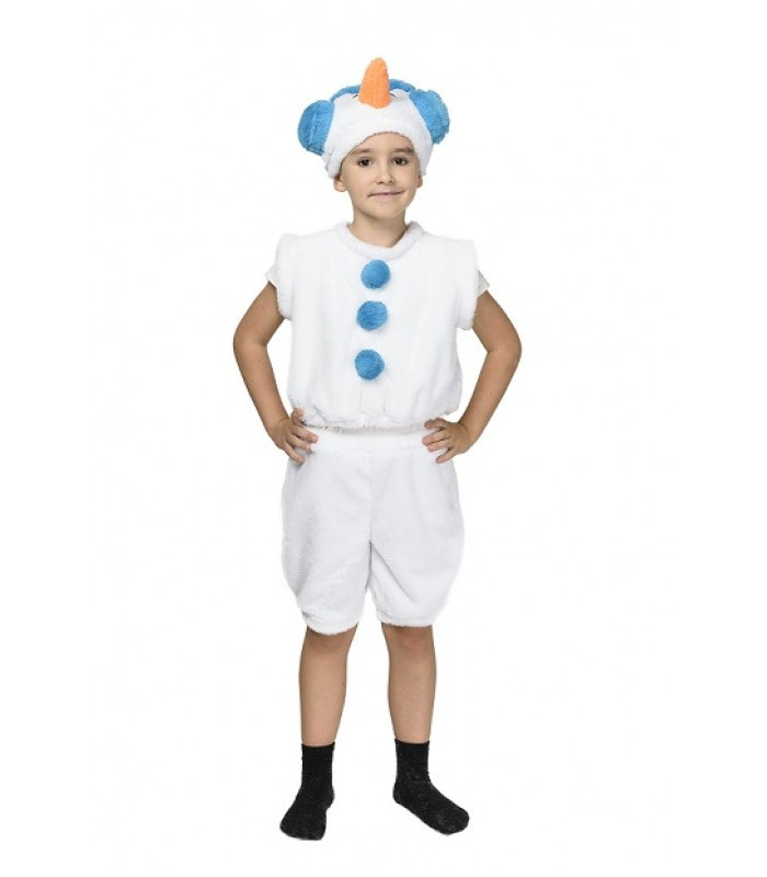 Карнавальний костюм Сніговика дитячий від 4 до 7 років на новорічні ранки, блакитний