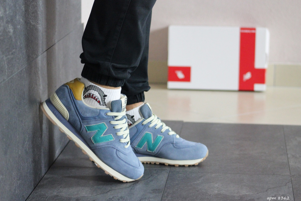 

Мужские кроссовки New Balance 574 замшевые, голубые 44р, Голубой