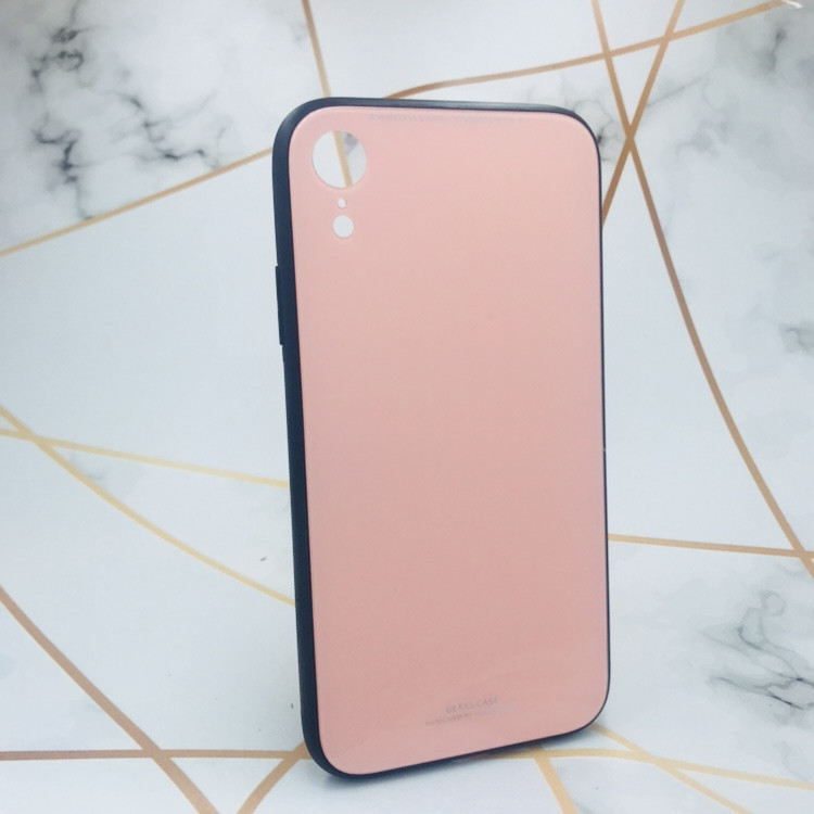 

Силиконовый чехол Glass case со стеклянной задней панелью для iPhone XR Розовый