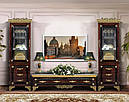 Классическая стенка в гостиную Эрмитаж ,цвет  глянцевый коричневый с золотом, фото 2