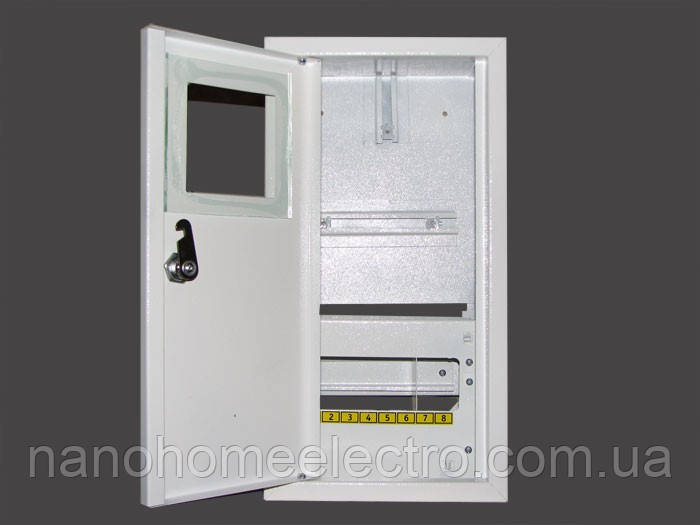 Вмонтированный металический распределителный шкаф на 8 автоматов для однофазного счетчика