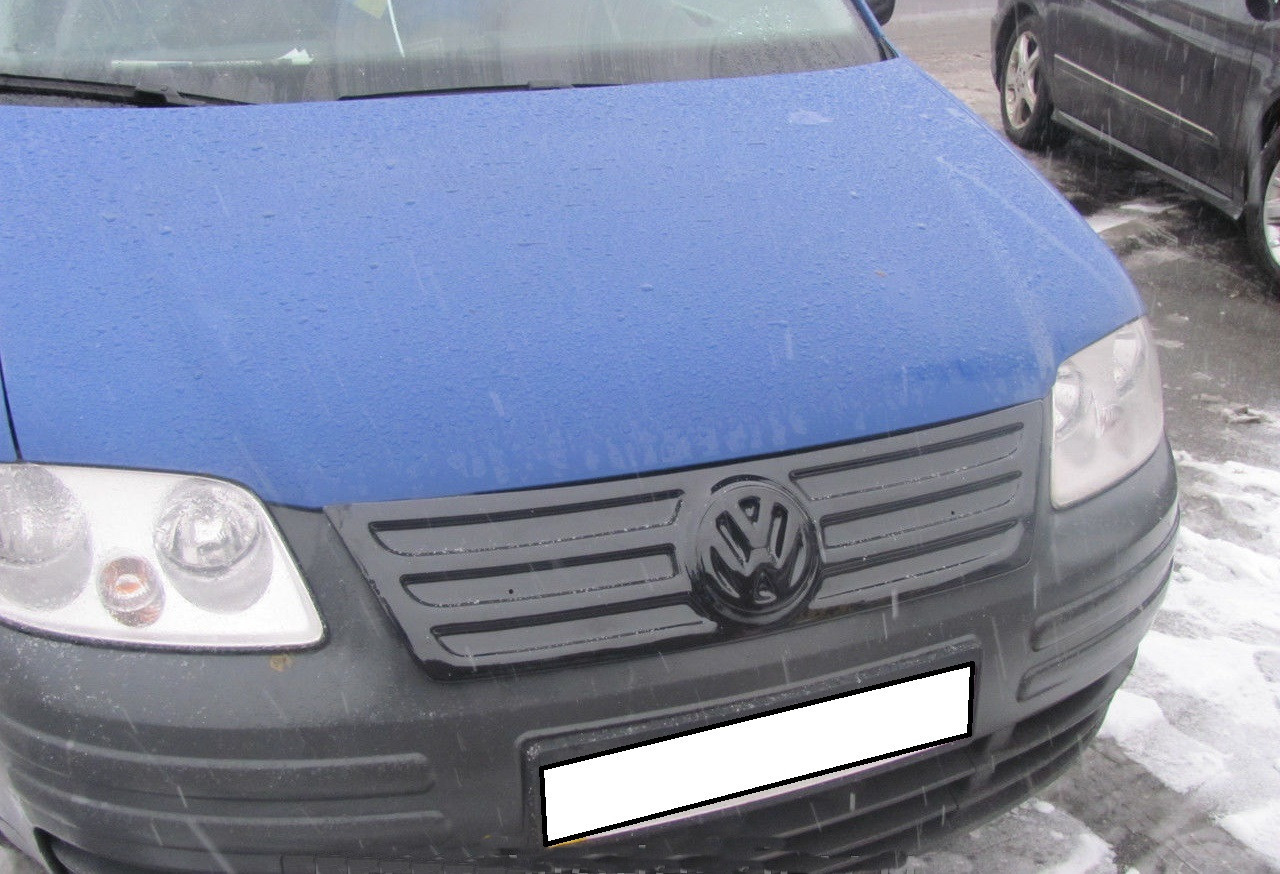 

Volkswagen Caddy 2004-2010 зимняя заглушка накладка защита на решетку радиатора Фольксваген Кадди Volkswagen Caddy 2004-2010 (верх решетка) глянец, Черный