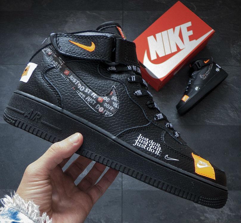 nike air force 1 mid just do it black