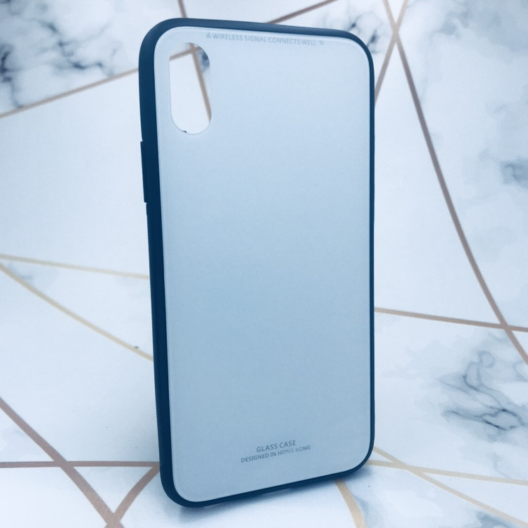 

Силиконовый чехол Glass case со стеклянной задней панелью для iPhone X / Xs Белый