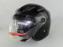 Шлем без подбородка YOHE №856, черный глянцевый (с встроенными очками)