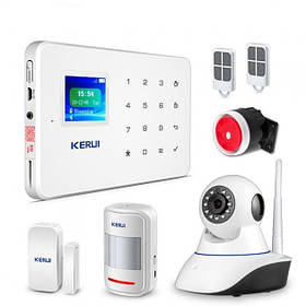 Комплект GSM сигналізації KERUI G-18 modern plus з Wi-Fi IP камерою Білий (HFGVCC28CHCBVGEO)