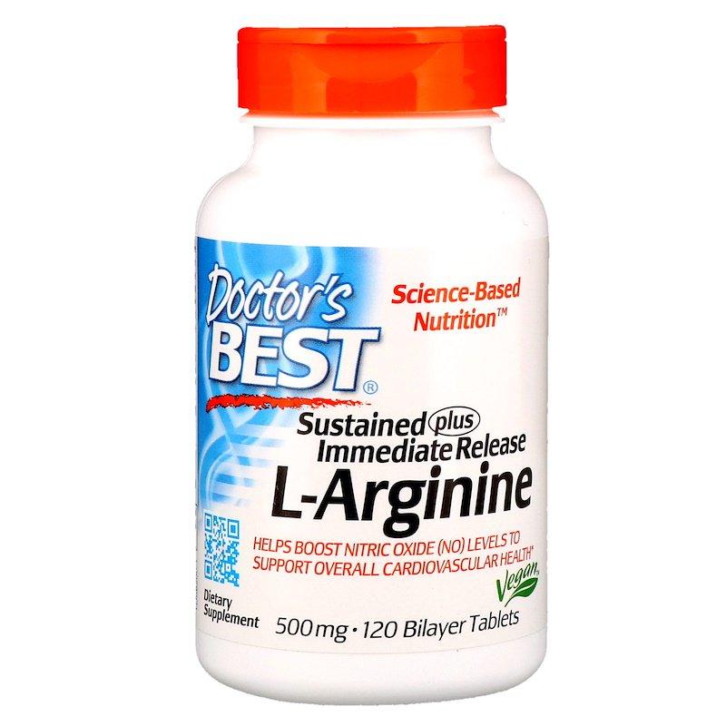 

L-Аргинин Doctor's Best "Sustained Plus Immediate Release L-Arginine" 500 мг (120 двухслойных таблеток)