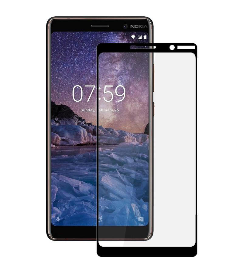 

Защитное стекло Full screen PowerPlant для Nokia 7 Plus, Black