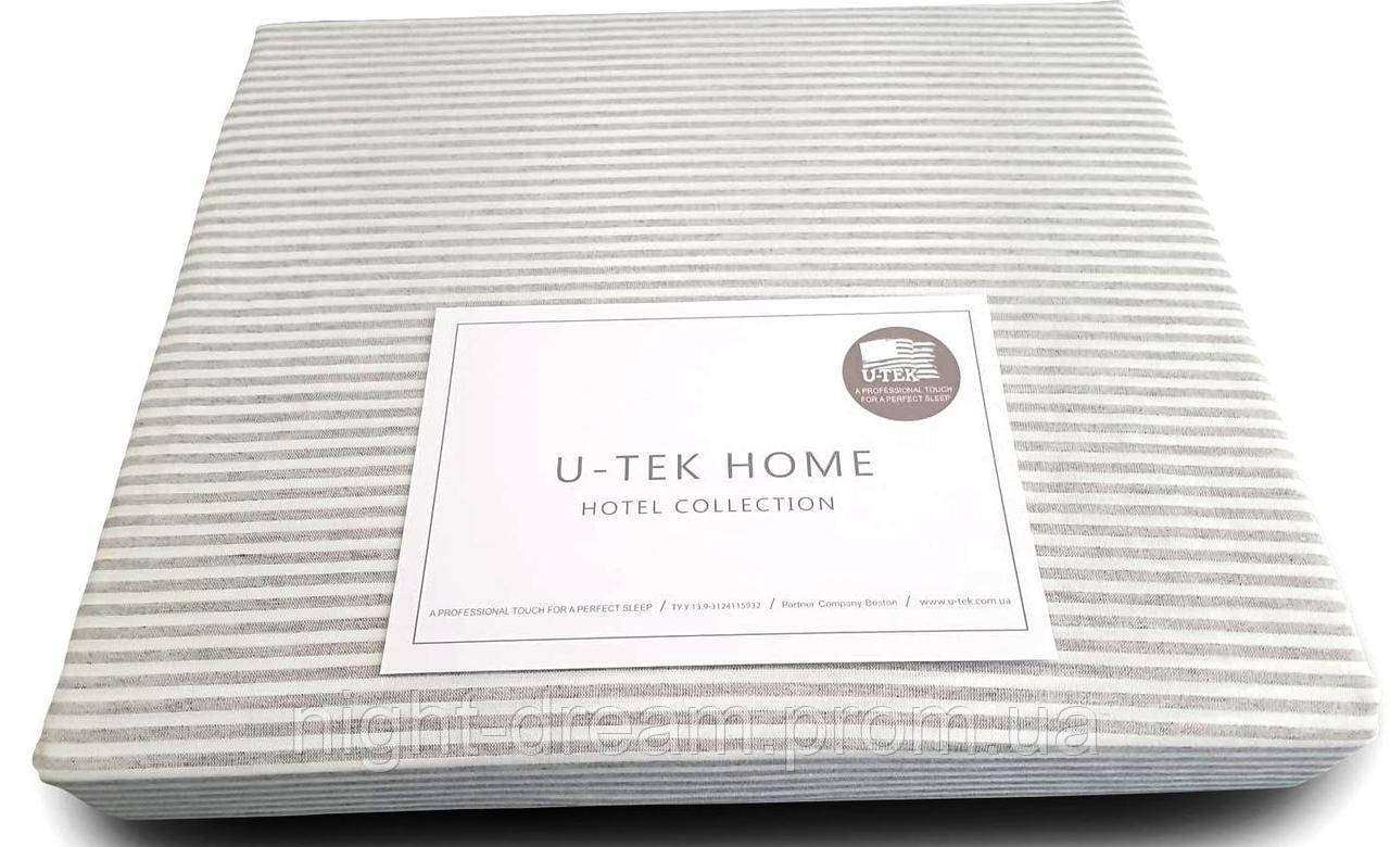 

Простыня на резинке U-TEK Hotel Collection Cotton Stripe Grey 10 200х220, Серый