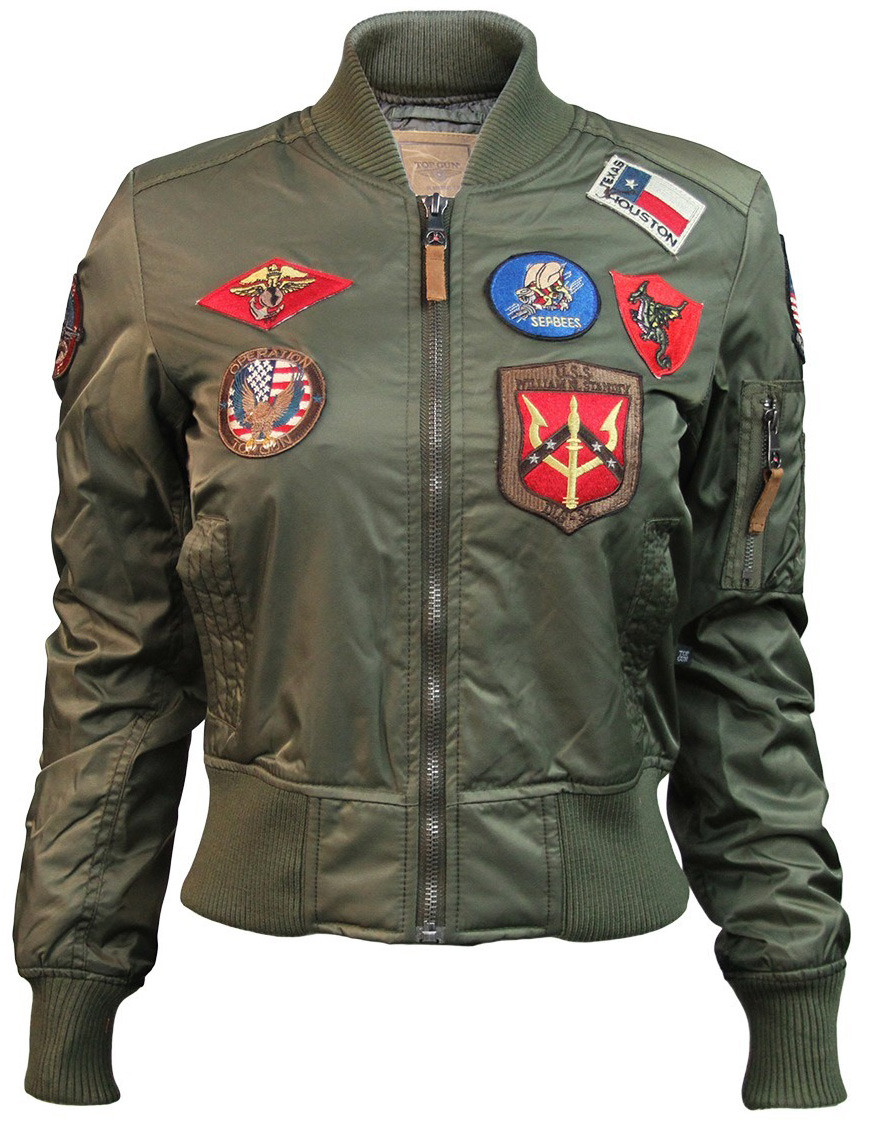 Женский бомбер Miss Top Gun Ma-1 Jacket With Patches (оливковый)