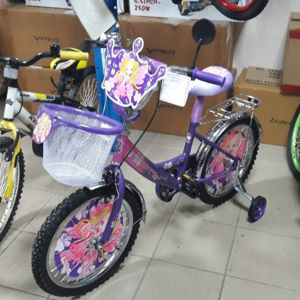 Двухколесный велосипед 20 дюймов  Mustang Princess фиолетовый с корзин