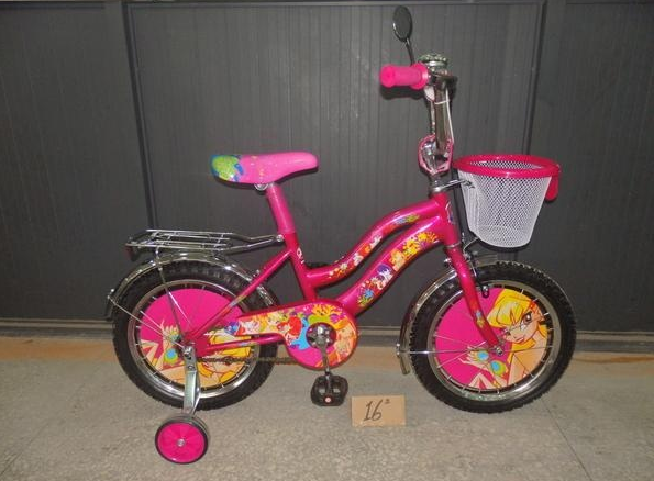 Двухколесный велосипед 16 дюймов  Mustang WINX розовый с корзинкой ***