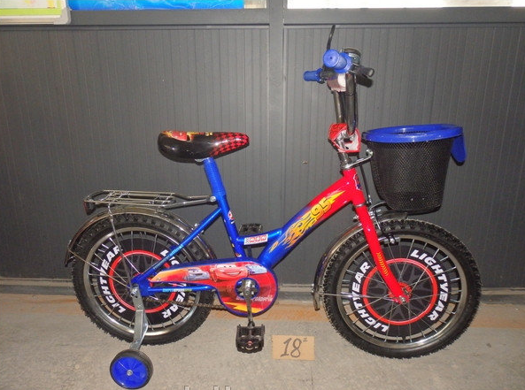 Двухколесный велосипед 12 дюймов  Mustang Тачки с корзинкой синий ***
