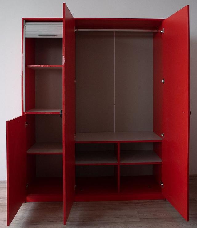 Шкаф 3-дверный Форсаж красный (наполнение, фото 3)