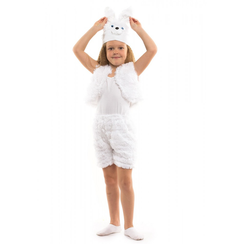 Карнавальный костюм для девочки белый Зайка