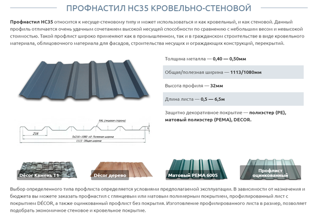 Кровельный профнастил НС-35