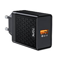 Сетевое зарядное устройство Topk Qualcomm Quick Charge 3.0 18W USB Black (TK126Q-BL)