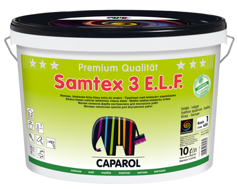 

Краска интерьерная CAPAROL SAMTEX 3 E.L.F. латексная белая, 10л (Украина), Белый