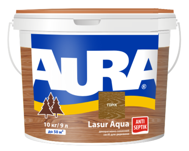 

Лазурь-лак для древесины AURA LASUR AQUA акриловый цвета орех 9л